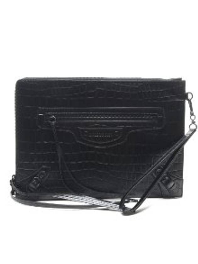Luxury Balenciaga Trending 2026 Crocodile Strap Clutch Bag Black