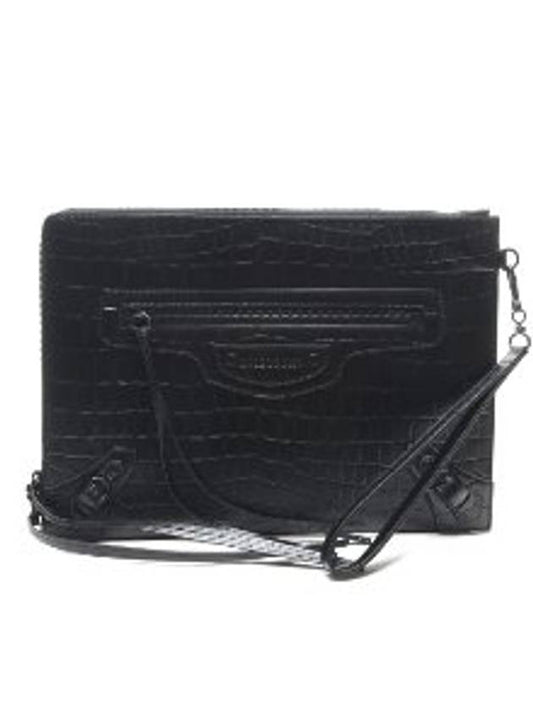 Luxury Balenciaga Trending 2026 Crocodile Strap Clutch Bag Black