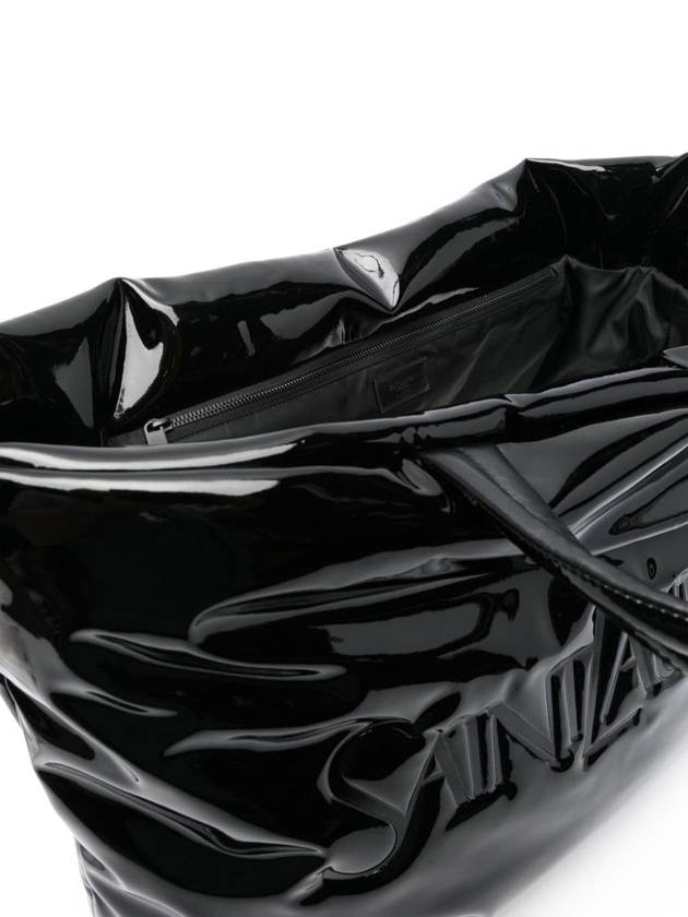 Luxury Saint Laurent Trending 2025 Maxi Patent Canvas Tote Bag Black
