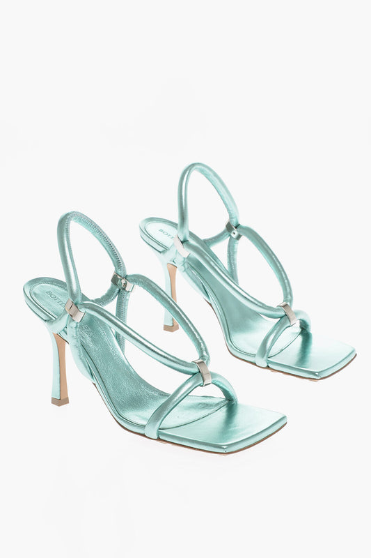 Luxury Bottega Veneta Leather Sandals Metallic Effect 9 Cm