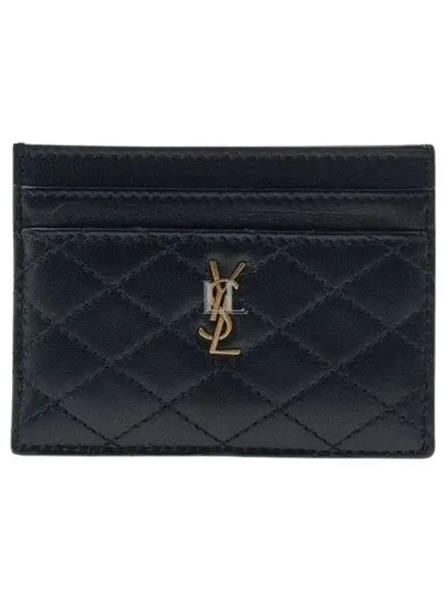 Luxury Saint Laurent Trending 2025 Gabi Quilted Lambskin Card Wallet Black