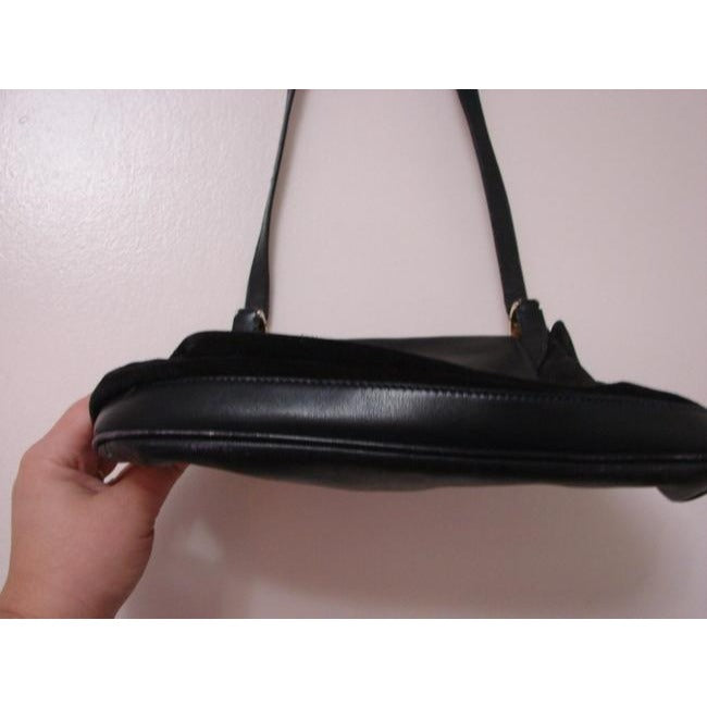 Gucci Vintage Pursesdesigner Purses Black Suede And Leather Shoulder Bag