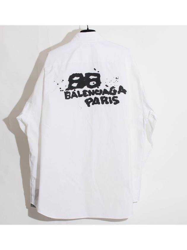 Luxury Balenciaga Trending 2026 Hand Drawn BB Overfit Long Sleeve Shirt White