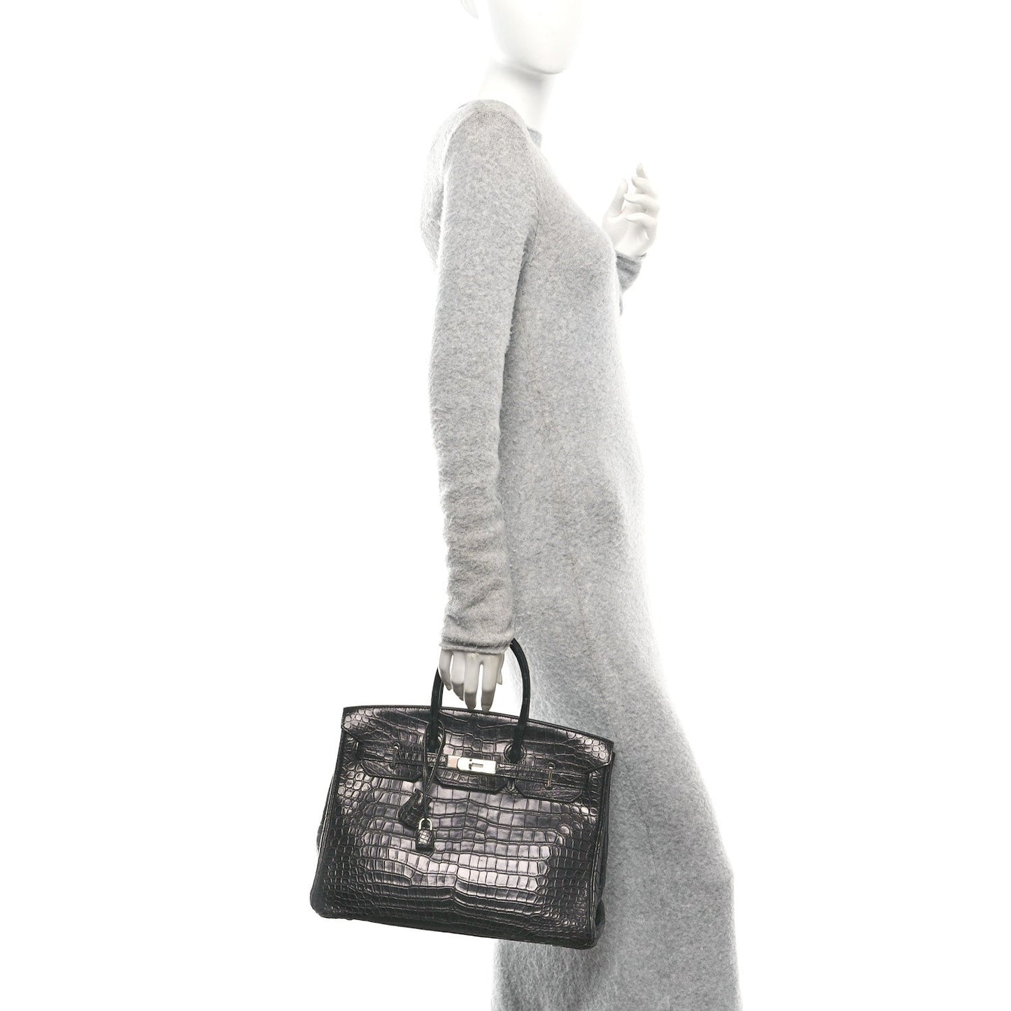 Hermes Shiny Porosus Crocodile Birkin 35 Black