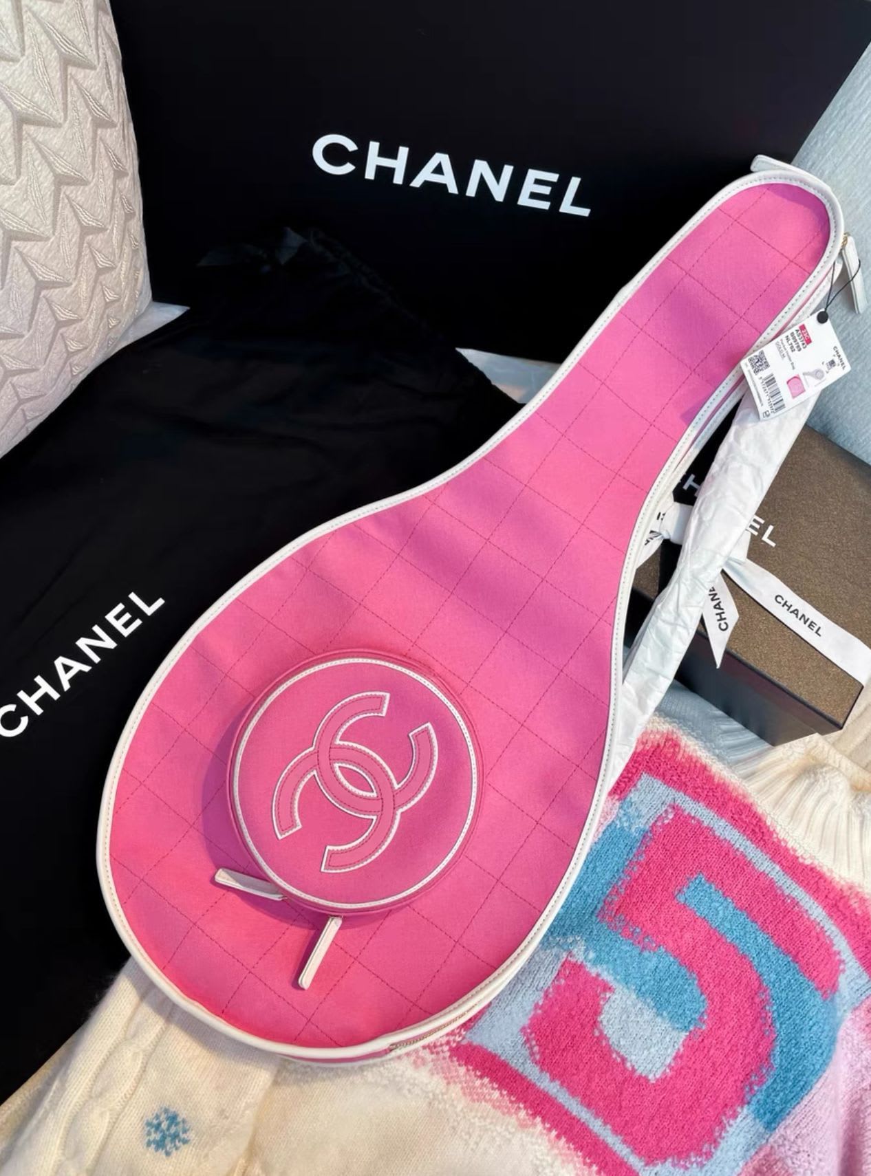 Chanel 23C Pink Large Tennis Racquet Bag