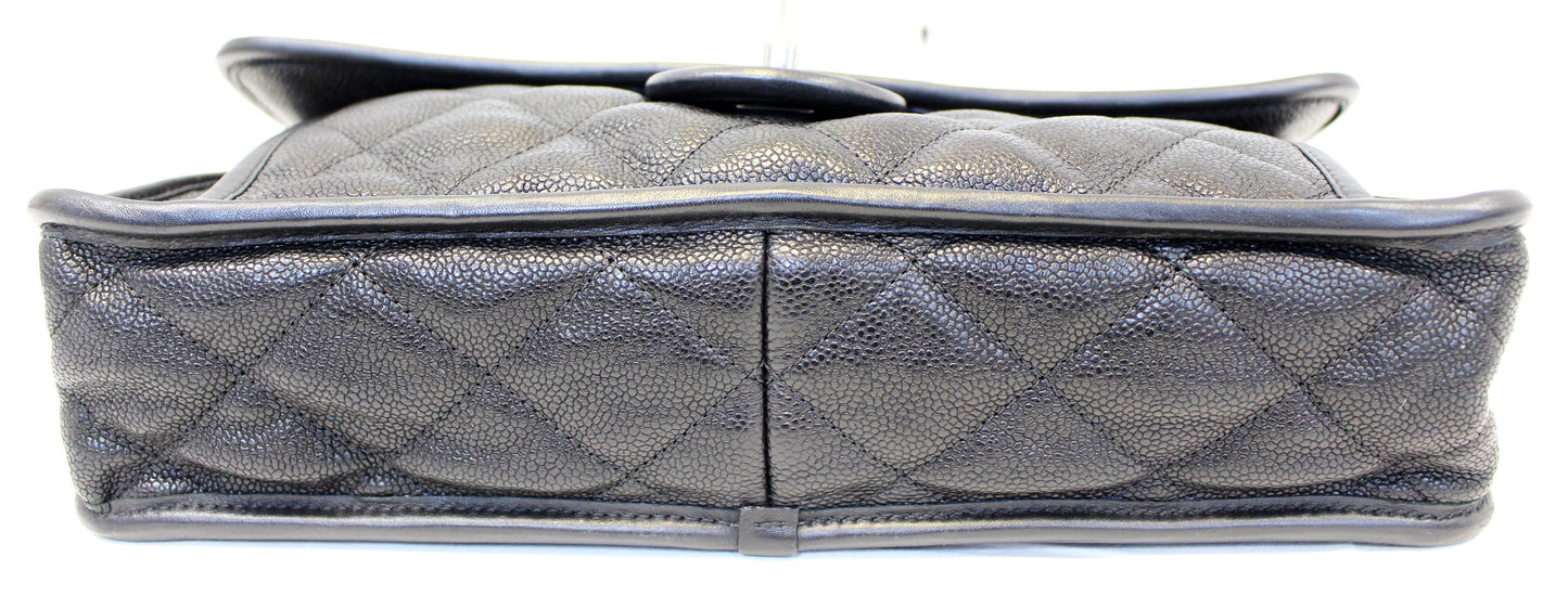 CHANEL  Flap Caviar Leather Shoulder Bag Black
