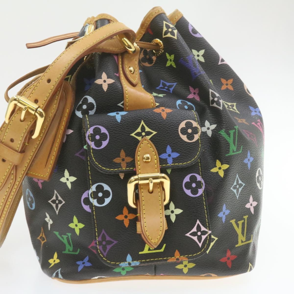 LOUIS VUITTON Monogram Multicolor Noe Shoulder Bag Black M42230 LV am337bA
