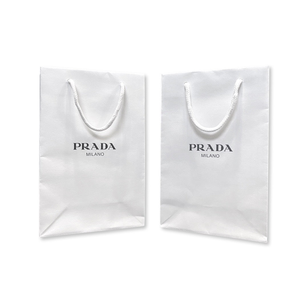 Prada Shopping Gift Bag  Designer White Paper Small Set of 2
