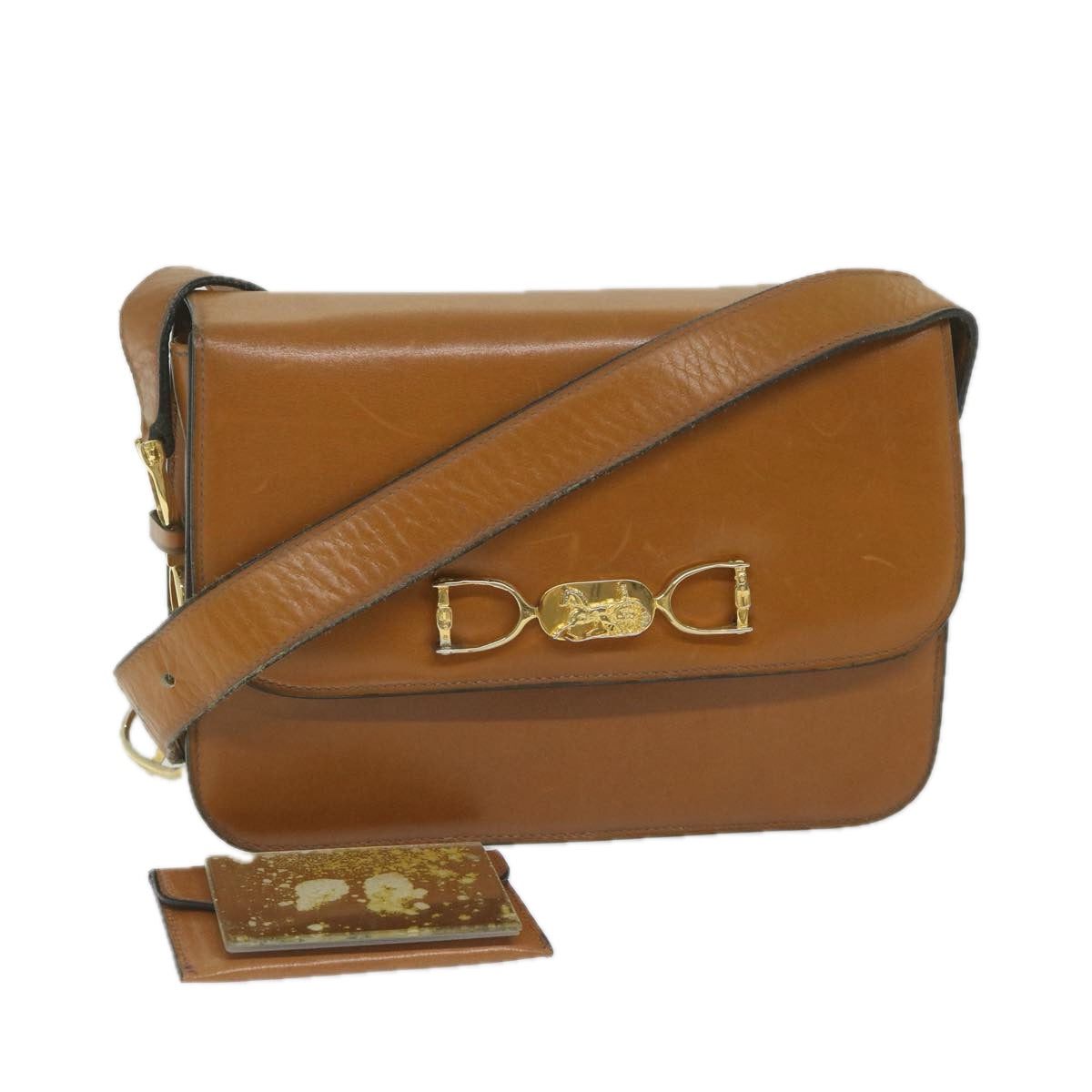 Luxury CELINE Shoulder Bag Leather Brown  10354