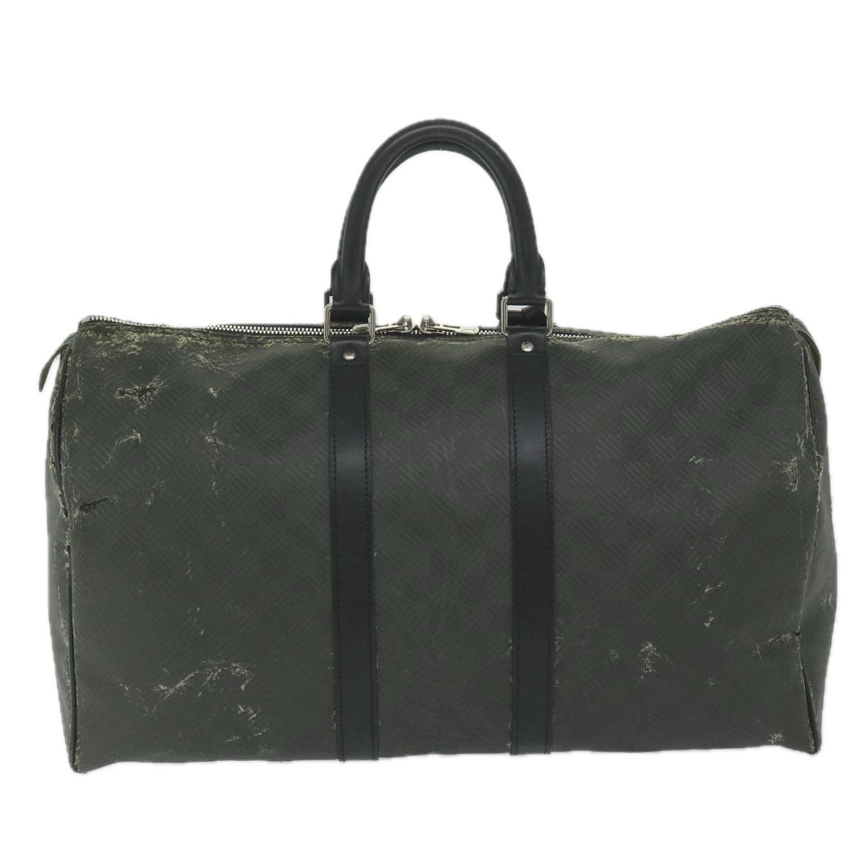 LOUIS VUITTON Damier Carbon Keepall 45 Boston Bag Black N41415 LV Auth bs10511