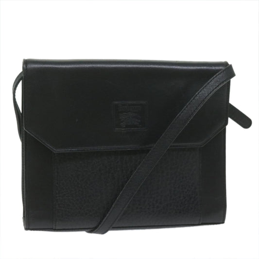 Luxury BurberrySs Shoulder Bag Leather Black Auth bs10626