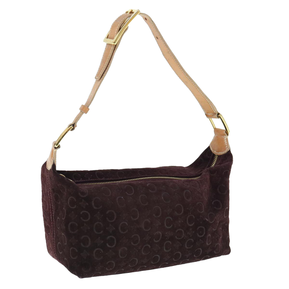 Luxury CELINE C Macadam Canvas Shoulder Bag Wine Red  11004