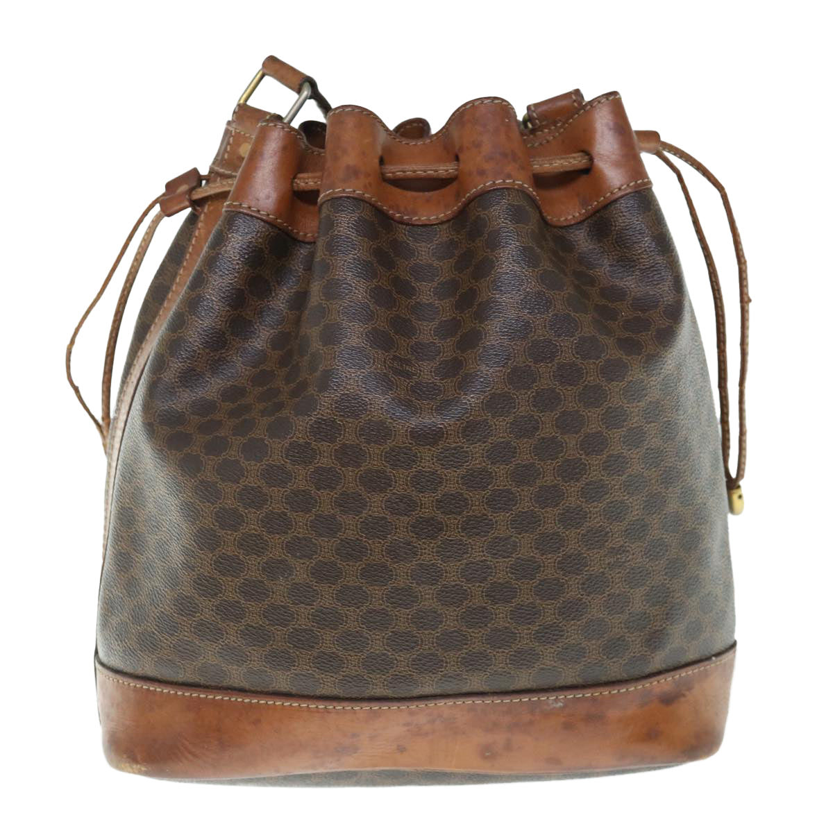 Luxury CELINE Macadam Canvas Shoulder Bag PVC Leather Brown  11386