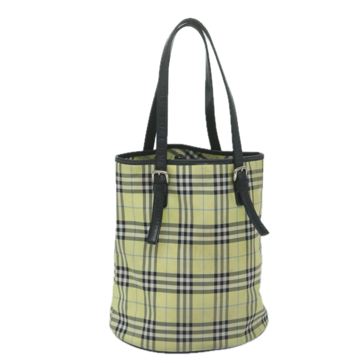Luxury BurberrySs Nova Check Blue Label Shoulder Bag Nylon Yellow Auth bs11447