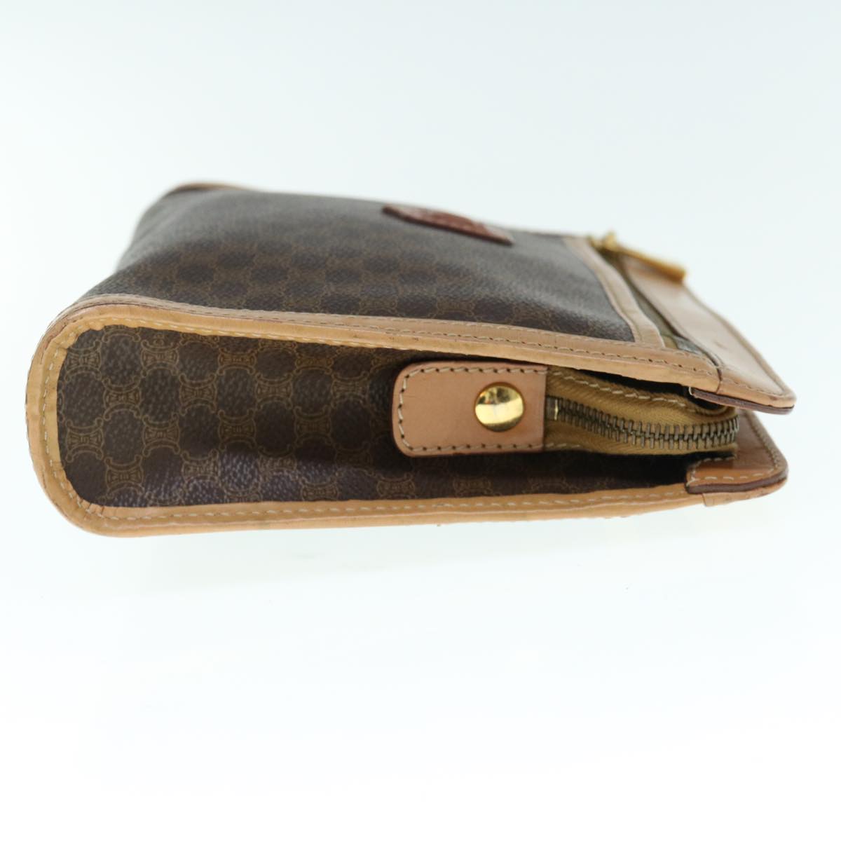 Luxury CELINE Macadam Canvas Clutch Bag PVC Leather Brown 11465