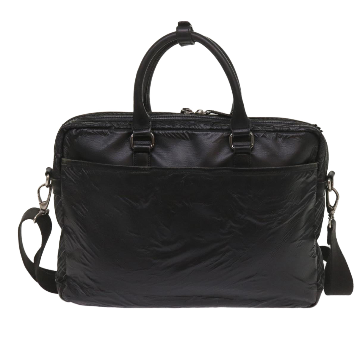 Luxury Burberry Shoulder Bag Leather 2Set Brown Black Auth bs11672