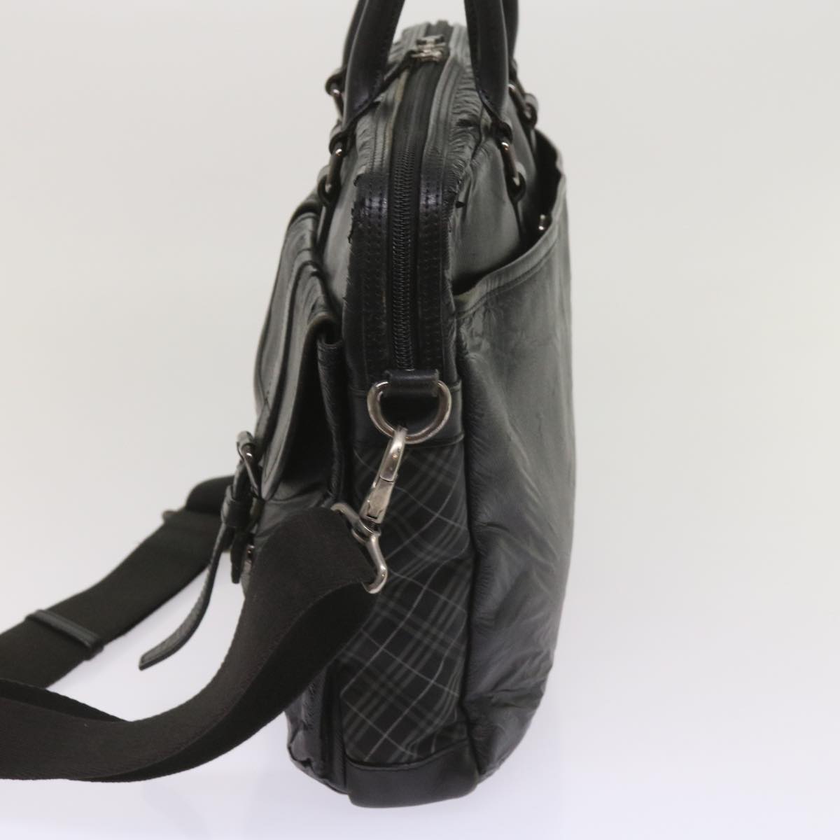 Luxury Burberry Shoulder Bag Leather 2Set Brown Black Auth bs11672