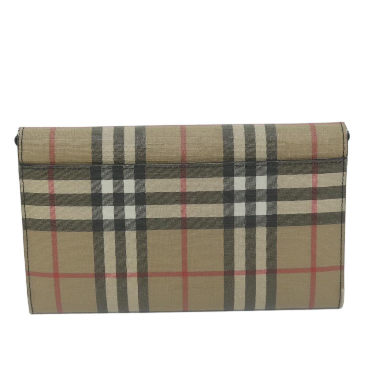 Luxury Burberry Nova Check Long Wallet PVC Leather Beige Auth bs11867