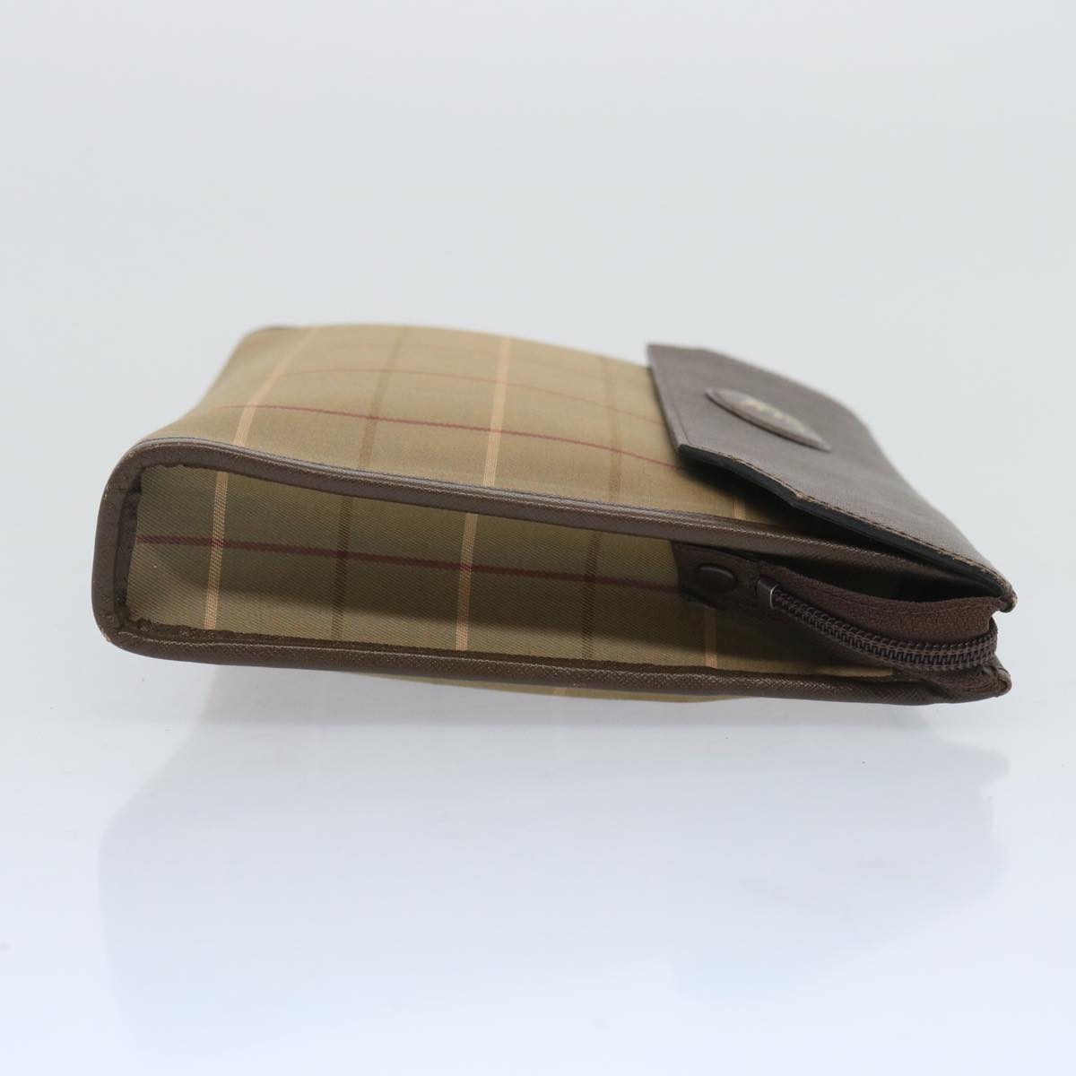 Luxury BurberrySs Nova Check Clutch Bag Canvas Beige Brown Auth bs12002
