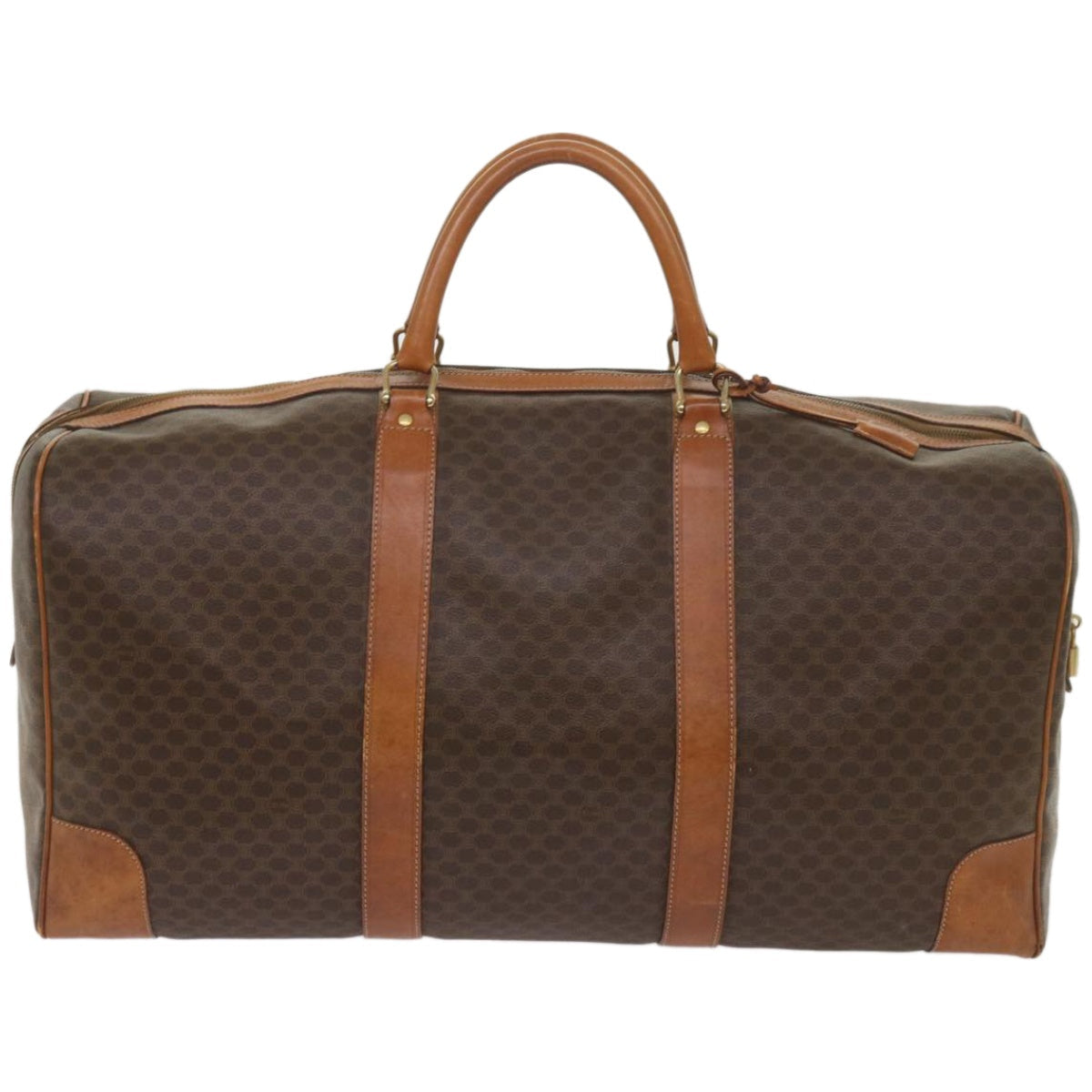 Luxury CELINE Macadam Canvas Boston Bag PVC Brown  12004