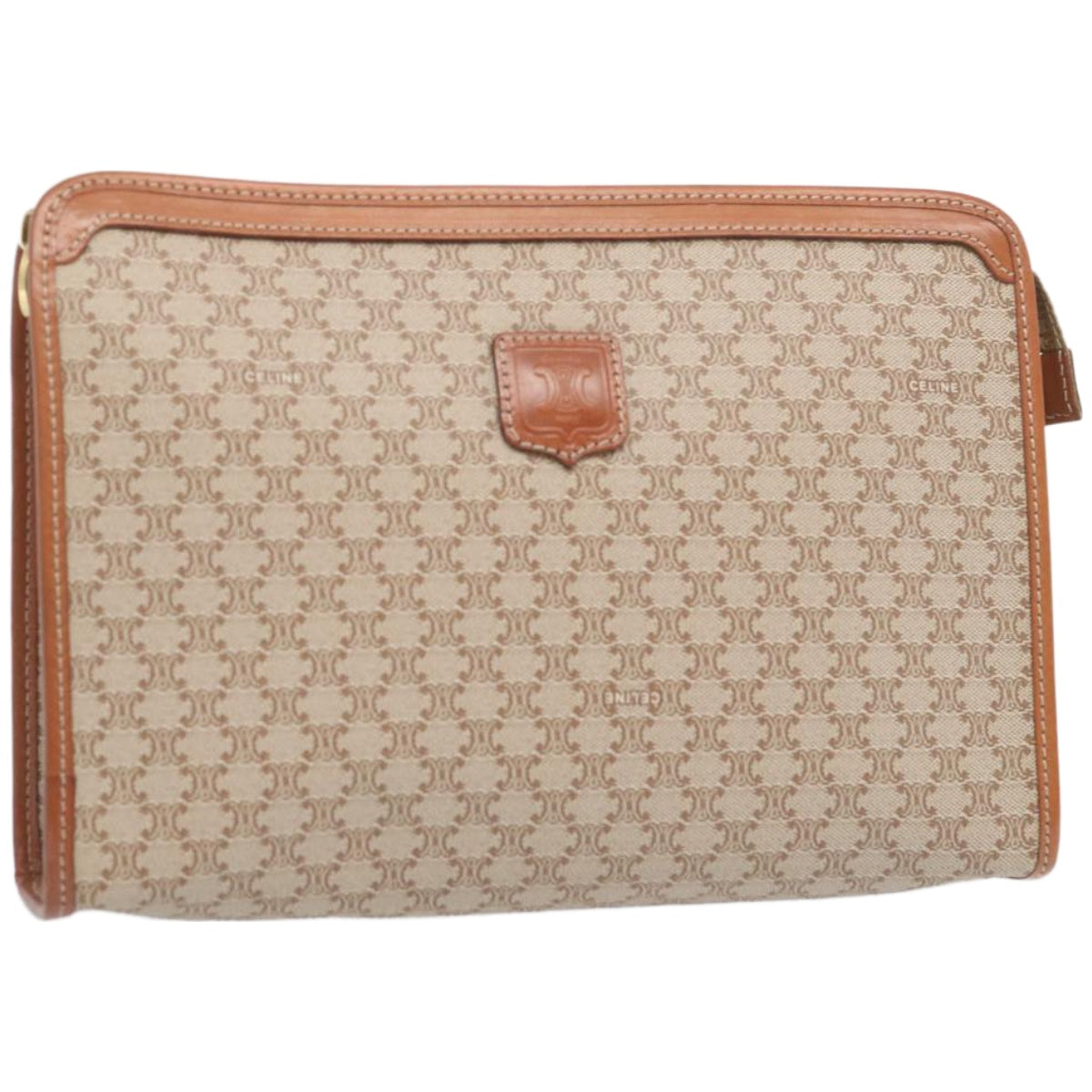 Luxury CELINE Macadam Canvas Clutch Bag Beige  12191