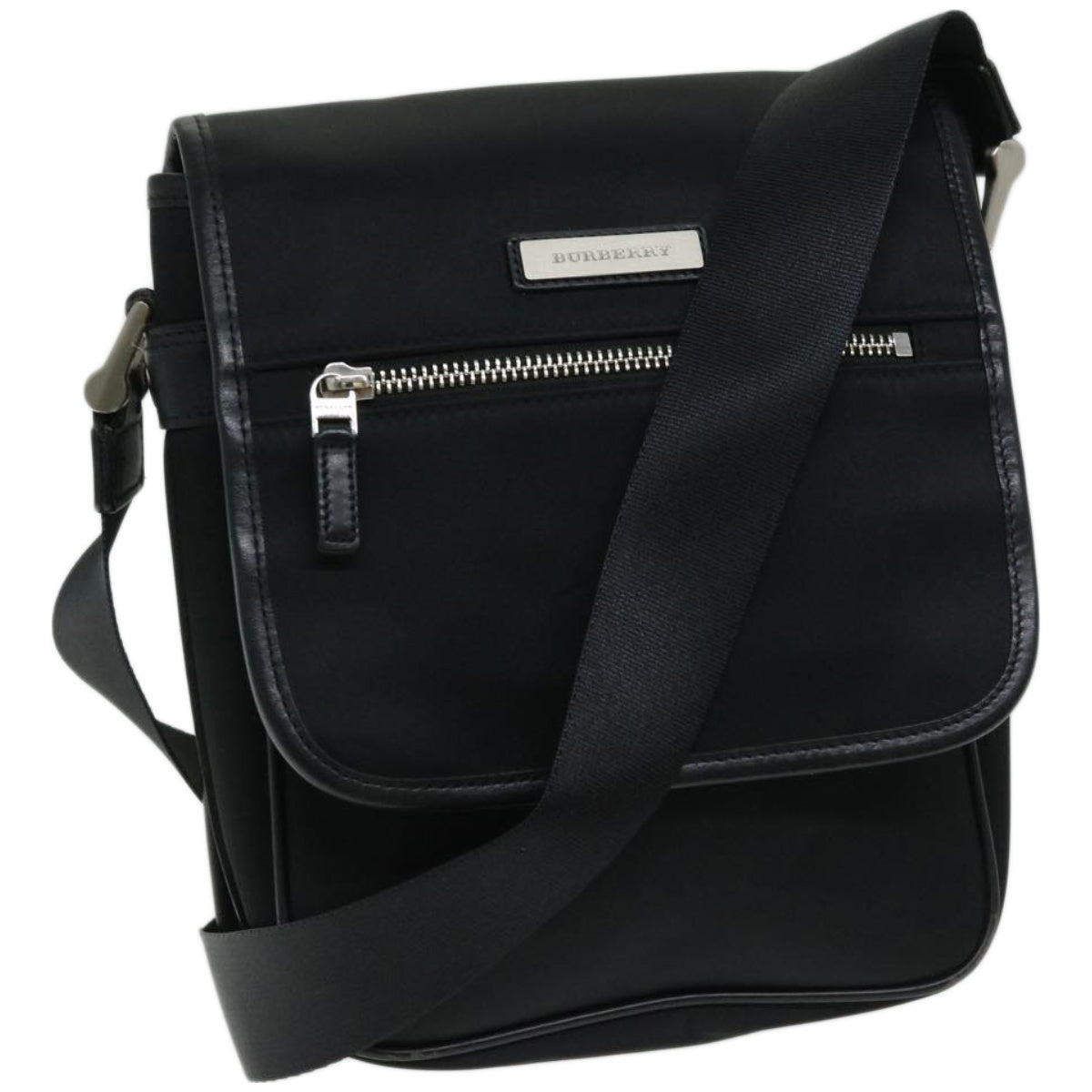 Luxury Burberry Shoulder Bag Nylon Black Auth bs12201