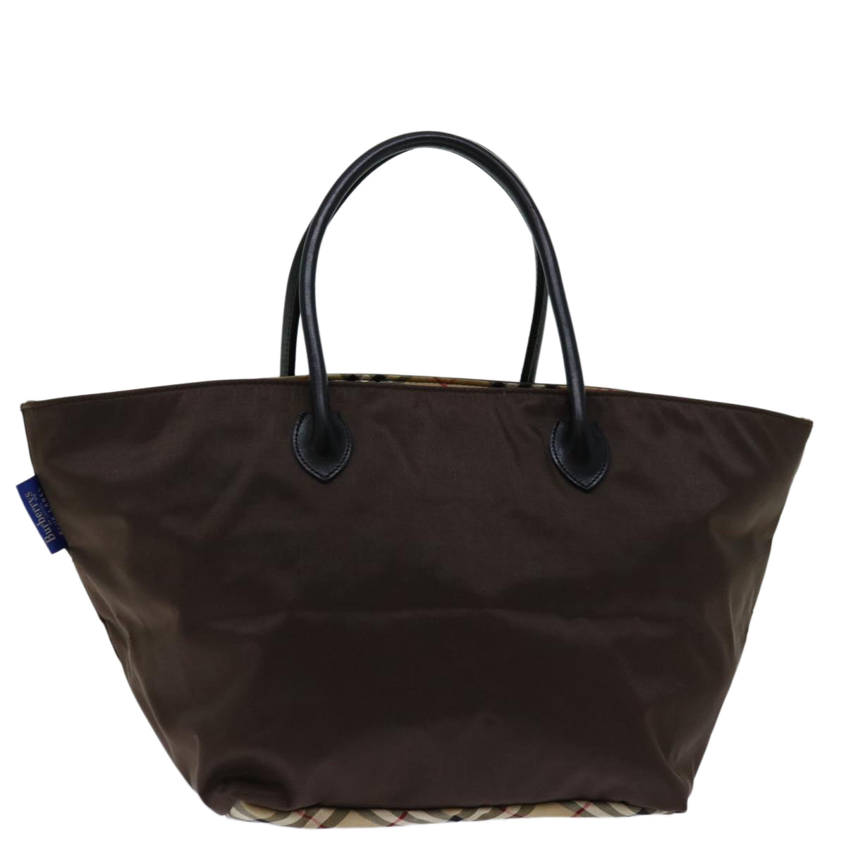 Luxury BurberrySs Blue Label Hand Bag Nylon Brown Auth bs12550