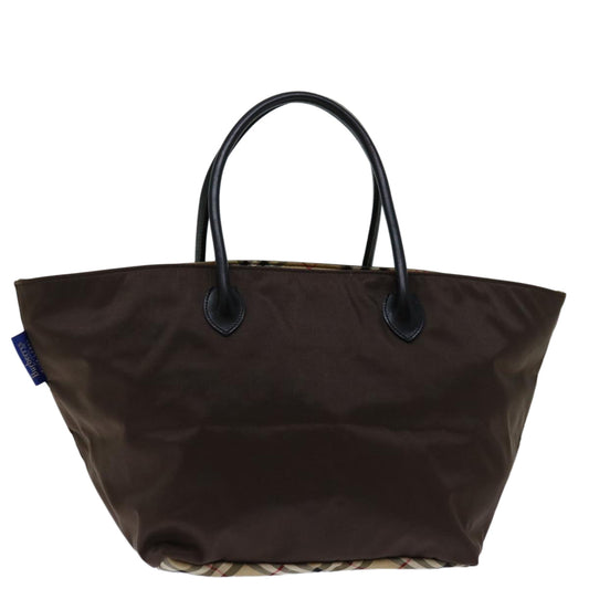 Luxury BurberrySs Blue Label Hand Bag Nylon Brown Auth bs12550