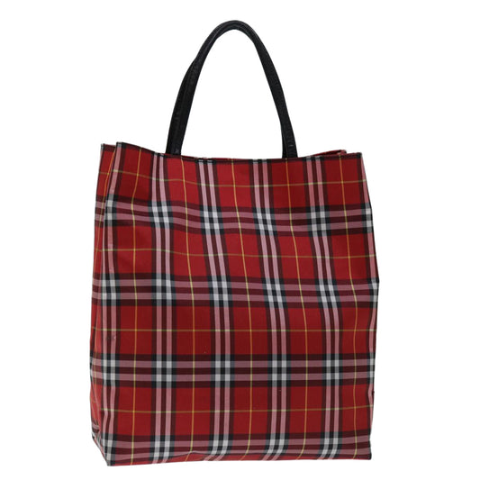 Luxury Burberry Nova Check Hand Bag Nylon Red Auth bs12551