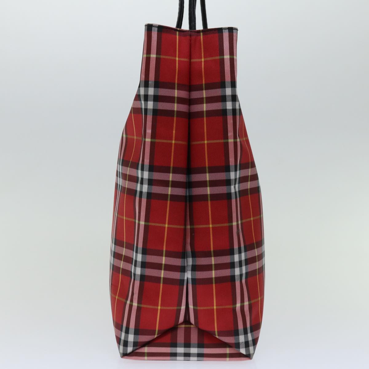 Luxury Burberry Nova Check Hand Bag Nylon Red Auth bs12551