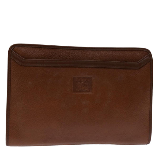 Luxury BurberrySs Clutch Bag Leather Brown Auth bs12585