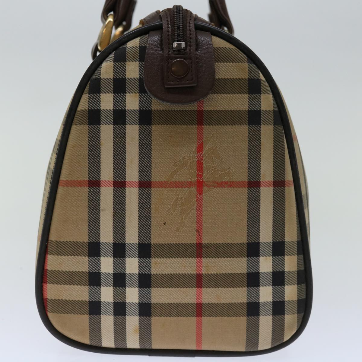 Luxury BurberrySs Nova Check Hand Bag Canvas Beige Auth bs12607
