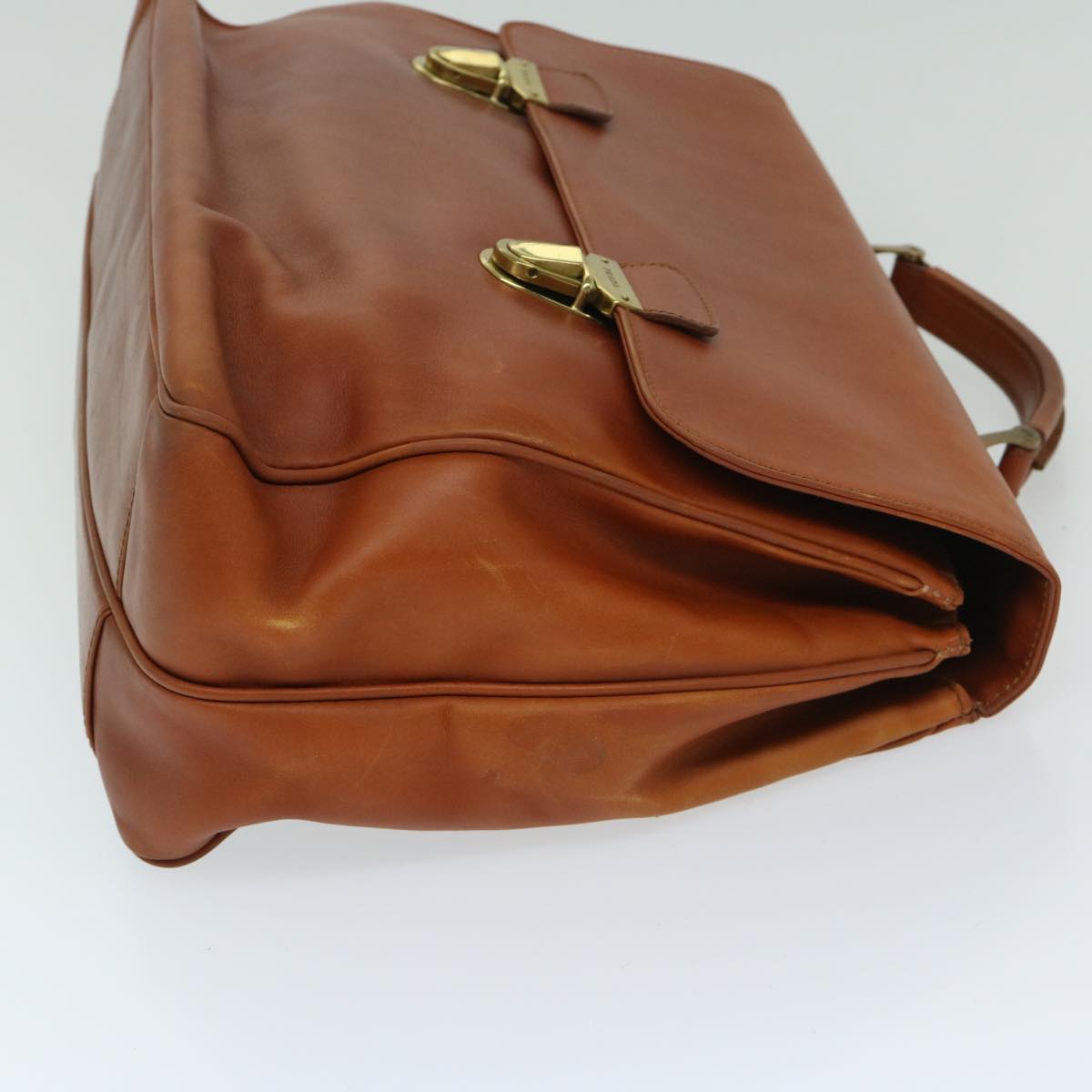 PRADA Hand Bag Leather Brown Auth bs12617