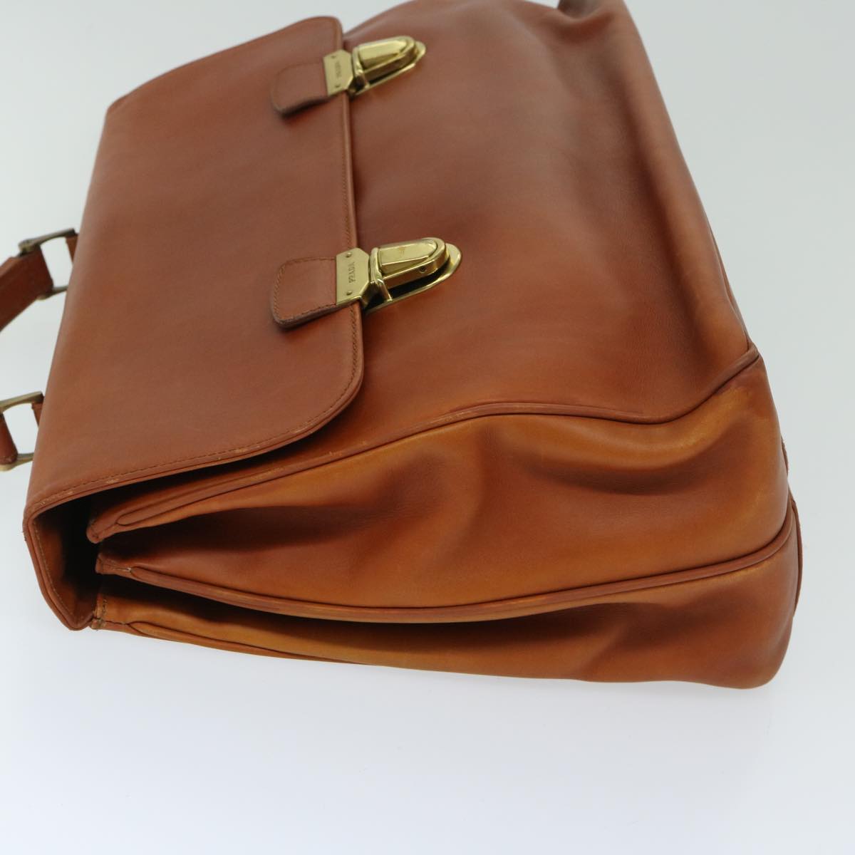 PRADA Hand Bag Leather Brown Auth bs12617
