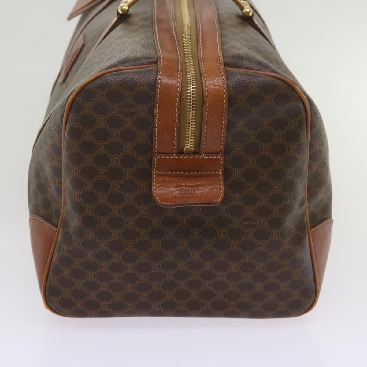 Luxury CELINE Macadam Canvas Boston Bag PVC Brown  12753