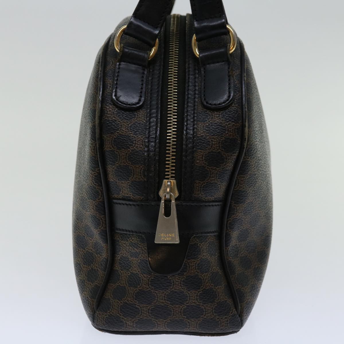 Luxury CELINE Macadam Canvas Hand Bag PVC Brown Black  12763
