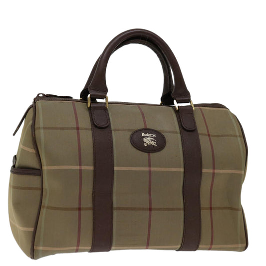 Luxury BurberrySs Nova Check Hand Bag Canvas Beige Auth bs12789