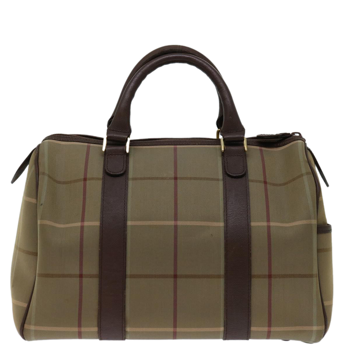 Luxury BurberrySs Nova Check Hand Bag Canvas Beige Auth bs12789