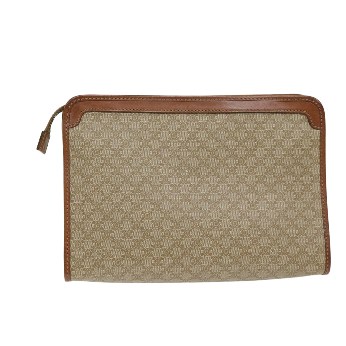 Luxury CELINE Macadam Canvas Clutch Bag Beige  12903