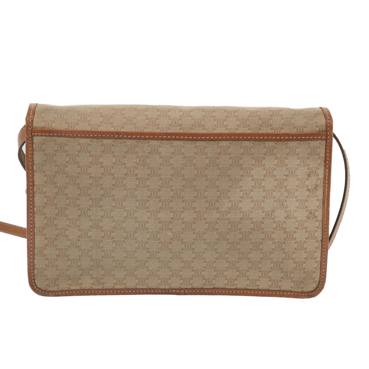 Luxury CELINE Macadam Canvas Shoulder Bag Beige  12923