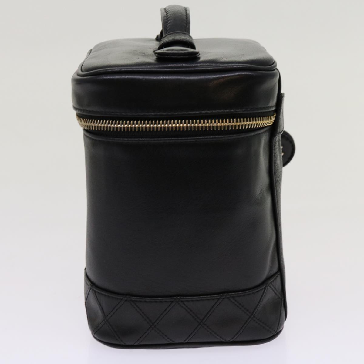 CHANEL Bicolole Vanity Cosmetic Pouch Leather Black CC Auth bs13041