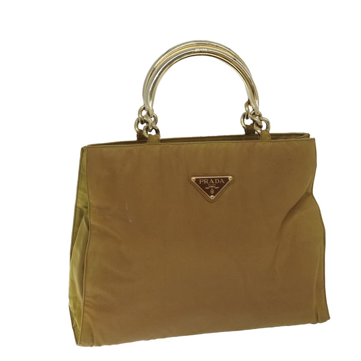 PRADA Hand Bag Nylon Brown Auth bs13204
