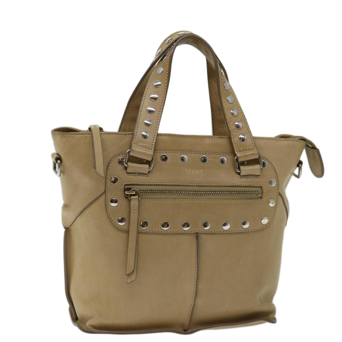 Luxury CELINE Hand Bag Leather Beige  13273