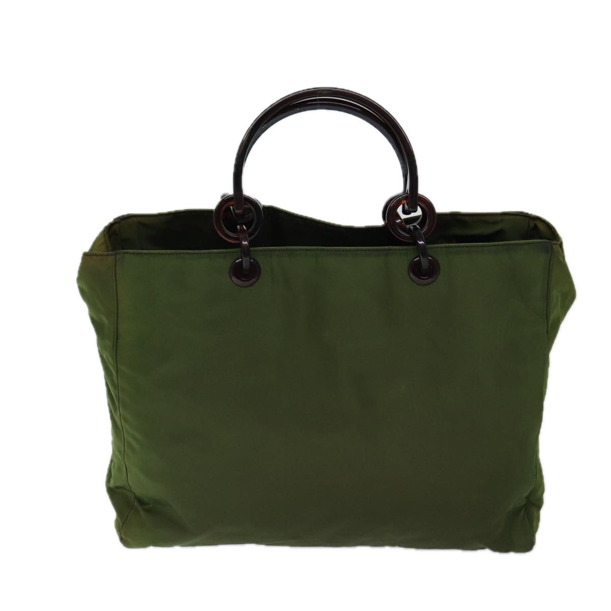 PRADA Hand Bag Nylon Khaki Auth bs13320