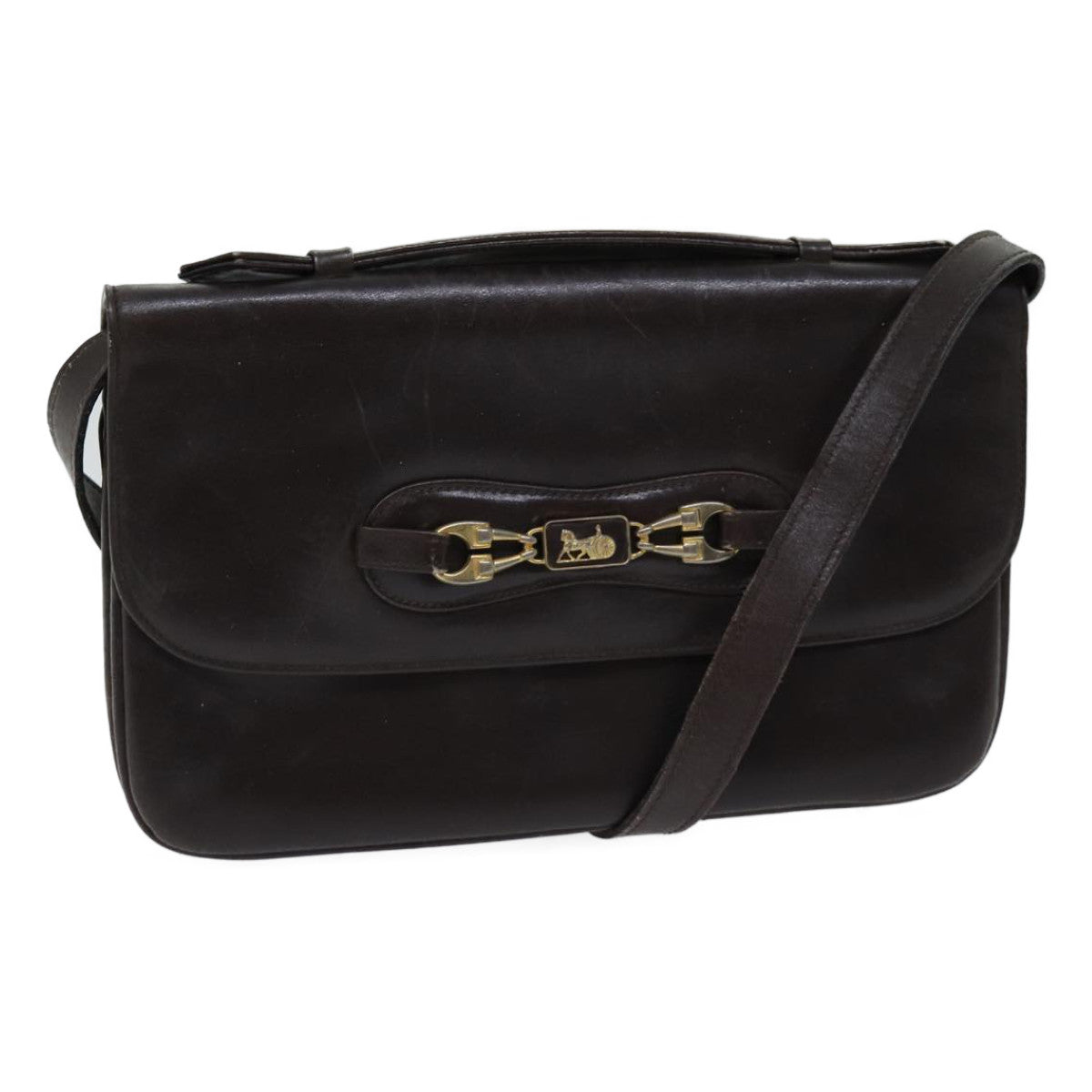 Luxury CELINE Shoulder Bag Leather Brown  13408