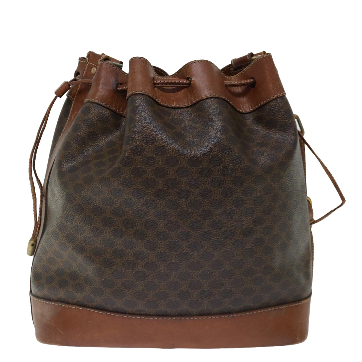 Luxury CELINE Macadam Canvas Shoulder Bag PVC Brown  13427