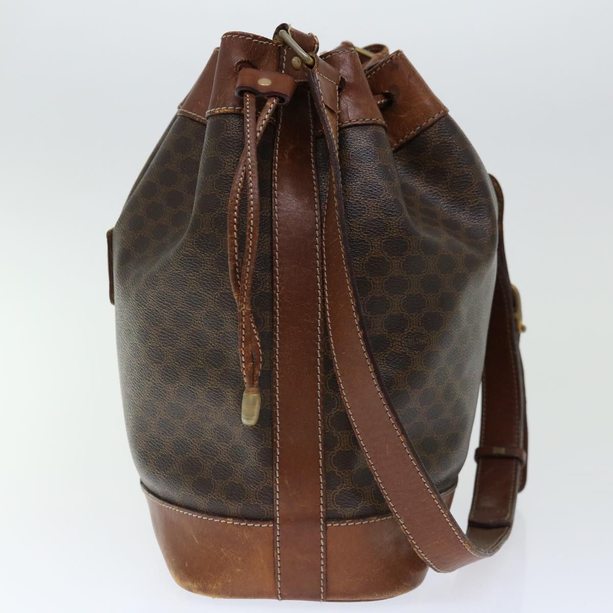 Luxury CELINE Macadam Canvas Shoulder Bag PVC Brown  13427