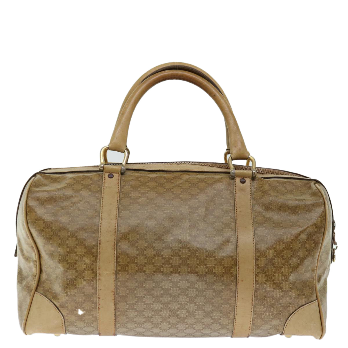 Luxury CELINE Macadam Canvas Boston Bag Beige  13428