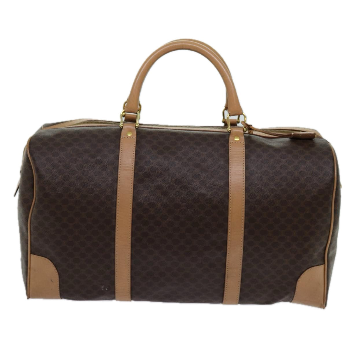 Luxury CELINE Macadam Canvas Boston Bag PVC Brown  13430