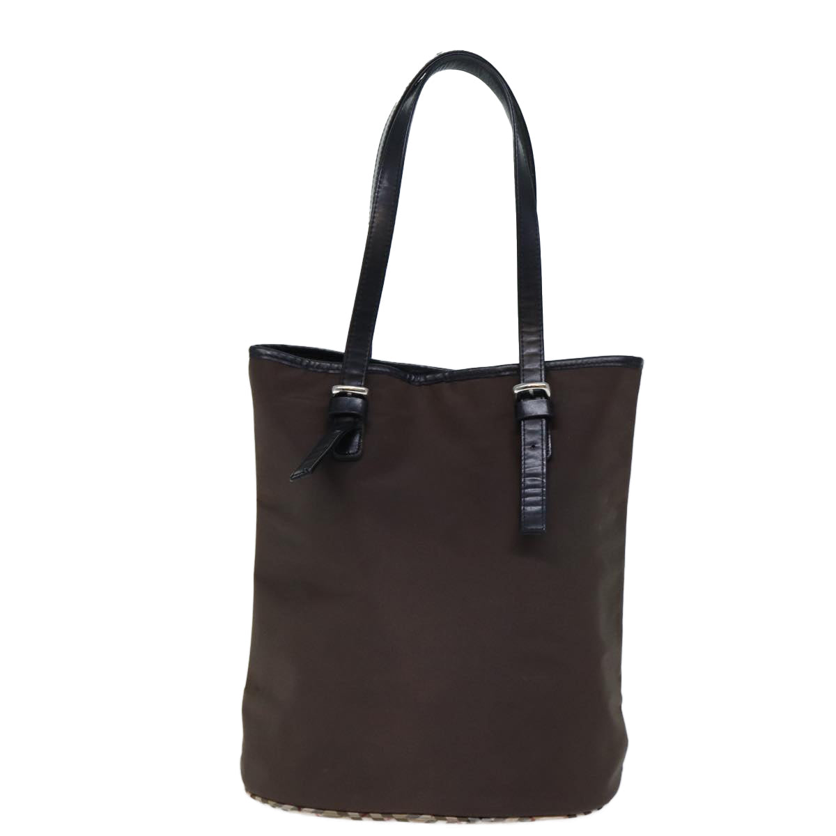 Luxury BurberrySs Nova Check Blue Label Shoulder Bag Nylon Brown Beige Auth bs13690